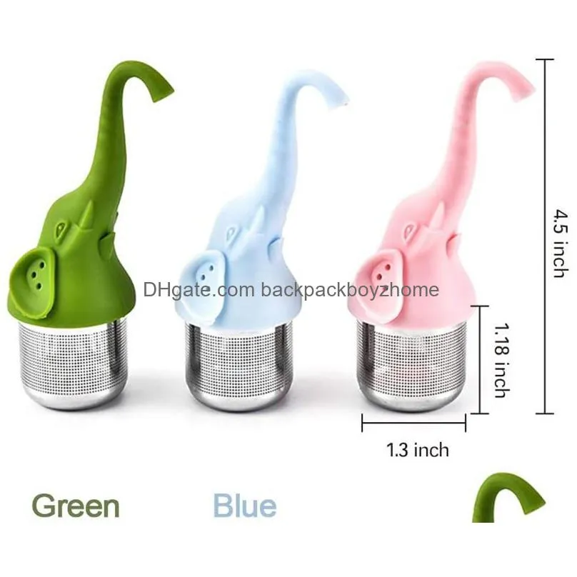 tea tools stainless steel elephant tea infuser silicone strainer for teas and herbal kitchen gadges