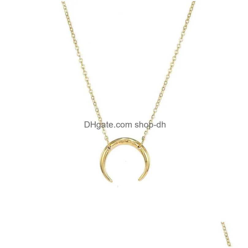 pendant necklaces visunion 316l stainless steel necklace moon horn crescent choker minimalist rose gold silver color chain charm