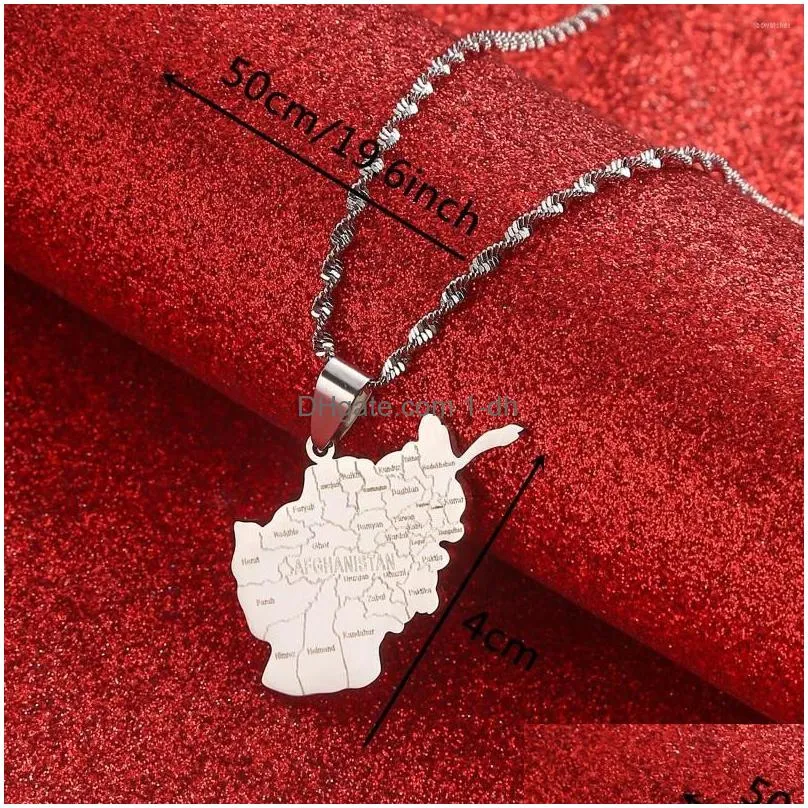 pendant necklaces afghanistan map with city name for women gold color silver afghan maps jewelry