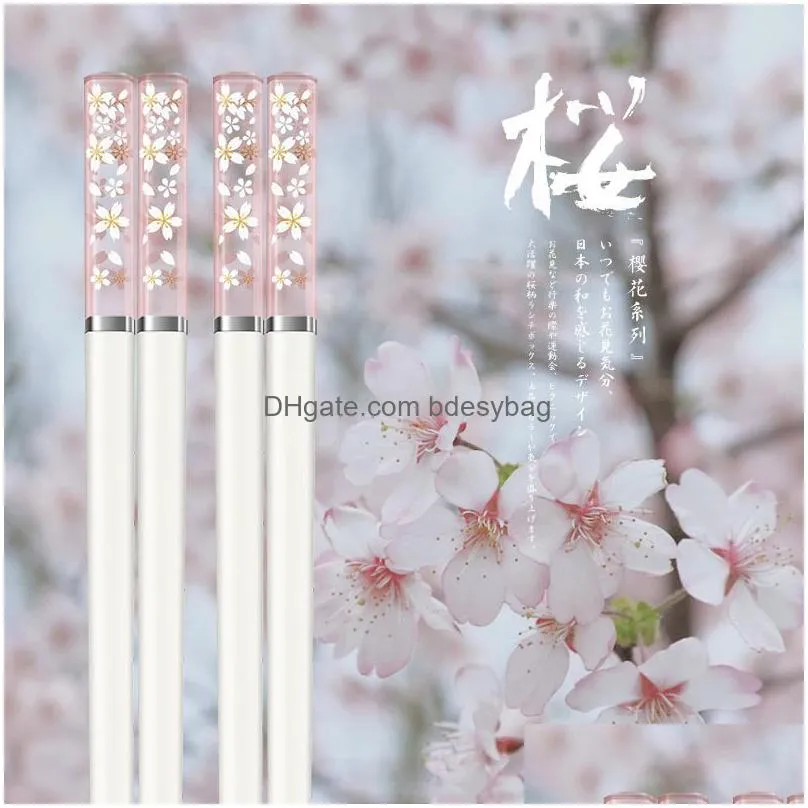 japanese chopsticks amber sakura food chopsticks nonslip high temperature resistant sushi sticks tableware kitchen gadgets