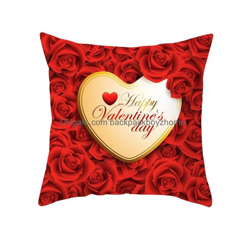 red valentine day pillow case peach skin cushion cover happy valentines day red heart pillow cover wedding pillow case home decor
