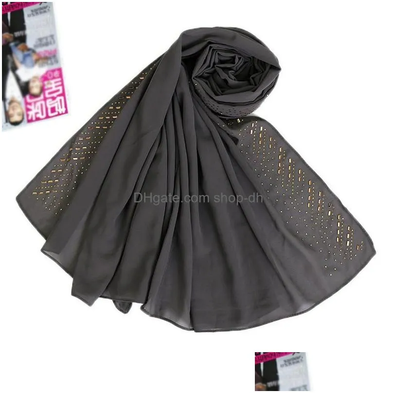 scarves chiffon solid long scarf women muslim hijab shawls wrap rhinestone stole islamic turban arab soft headscarf head