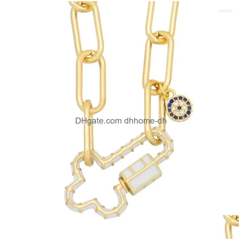 pendant necklaces fashion women cross necklace stainless steel punk link chain small round blue eye multicolor charm jewelry gift