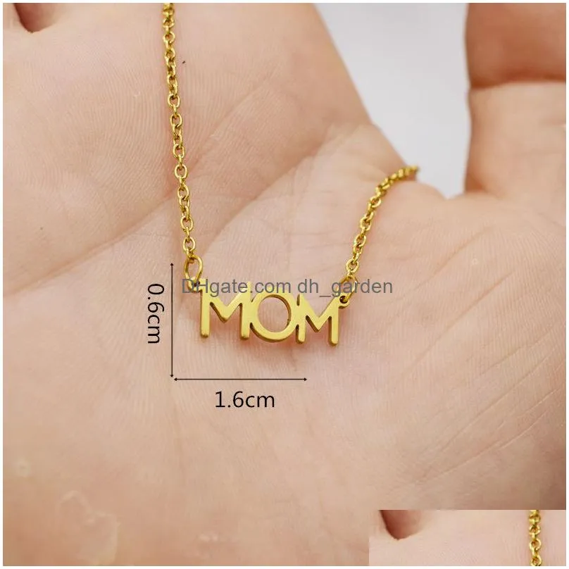 stainless steel letter mom necklace mothers love pendant minimal necklaces silver gold rose gold colors jewelry best for moms mothers