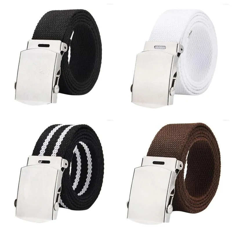 belts canvas belt men top quality genuine luxury leather for strap metal automatic outdoor training buckle