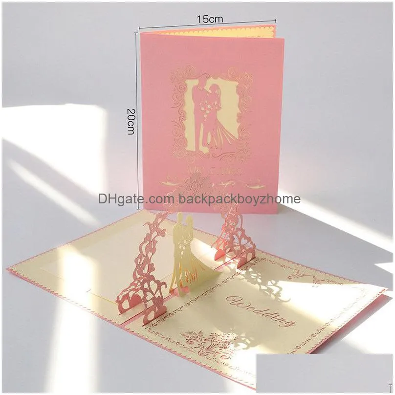3d wedding invitations bridal engagement party greeting cards hollow wedding anniversary party invitation party invitations supply
