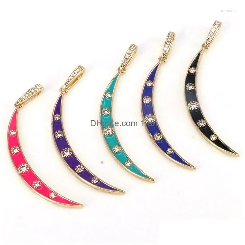 pendant necklaces 5pcs enamel colorful crescent moon charms trendy dainty pendants diy necklace jewelry accessory