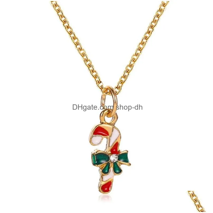 pendant necklaces factory direct sales christmas fashion necklace snowflake cane tree dripping festive giftspendant