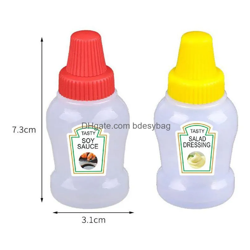 portable mini ketchup bottle 2pcs/set small pot salad tools soy sauce spray bottle for outdoor lunch supplies