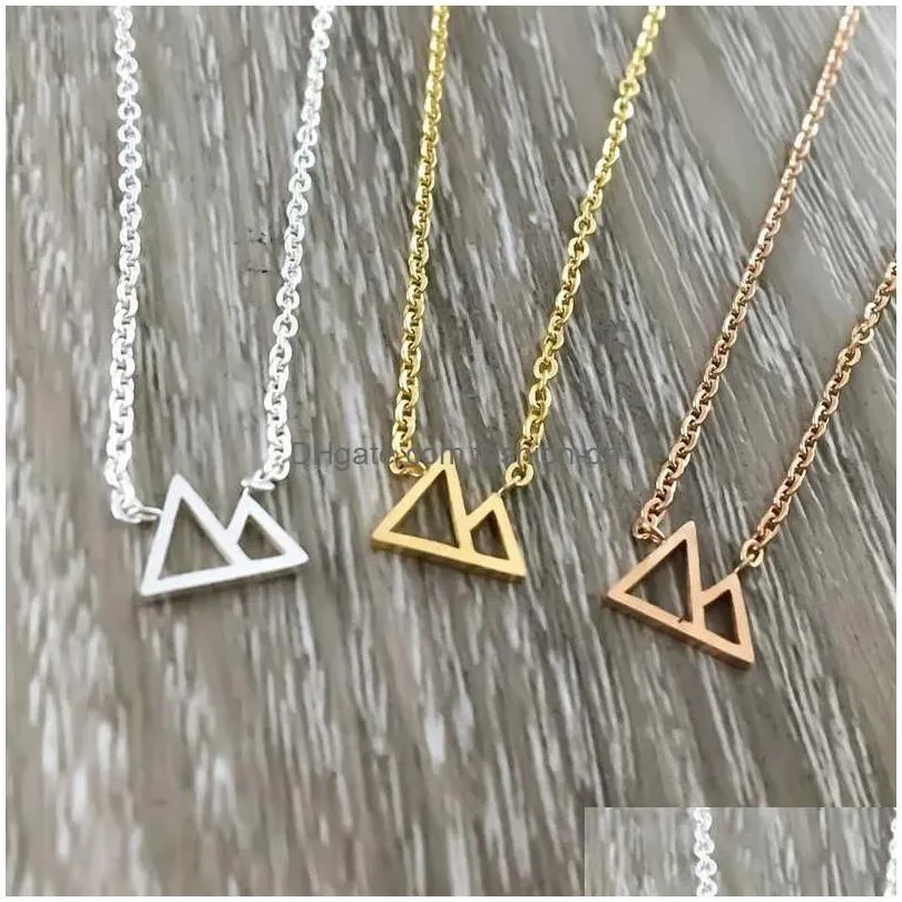 pendant necklaces dainty snow mountain necklace for women vintage choker sweet aesthetic charms collar stainless steel minimalist