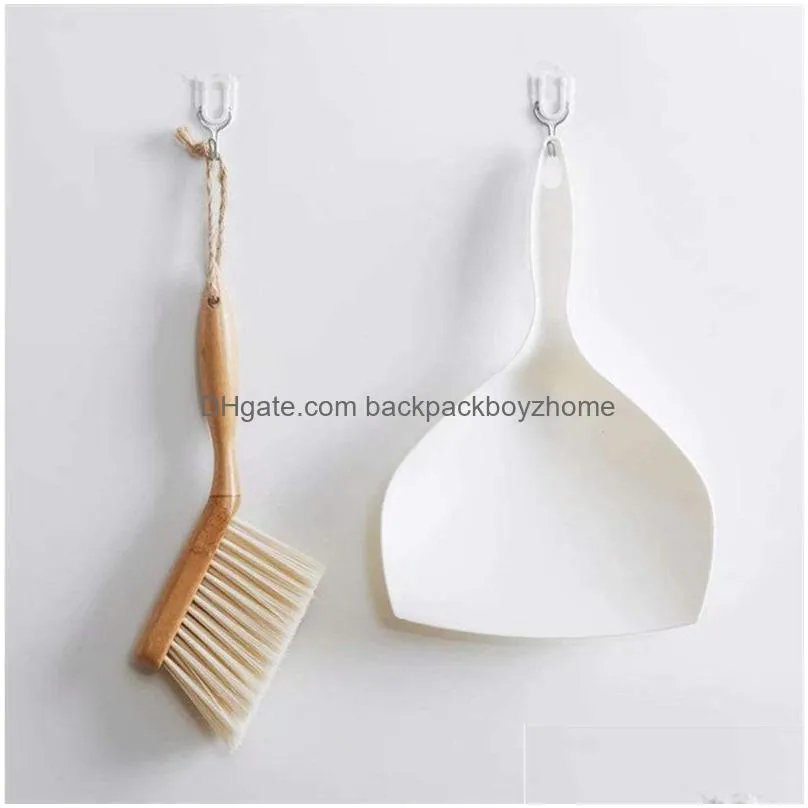 handheld mini brush and dustpan set white brushes broom with wooden handle for table desk and sofa