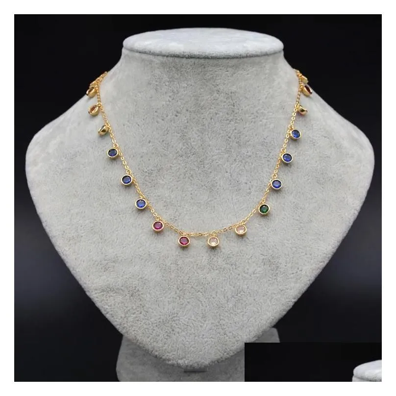 sterling silver colorful natural zircon necklace gold sweater chain personality temperament suitable for women banquet wwear chains