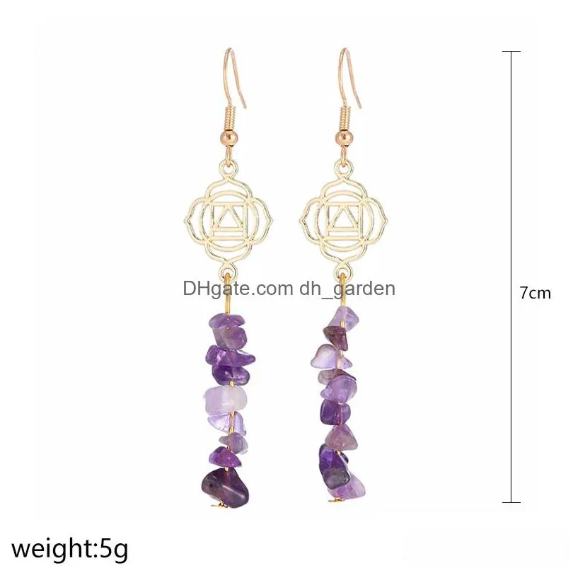 handmade amethyst crused stone dangle earring healing crystal drop earrings yoga jewelry for women