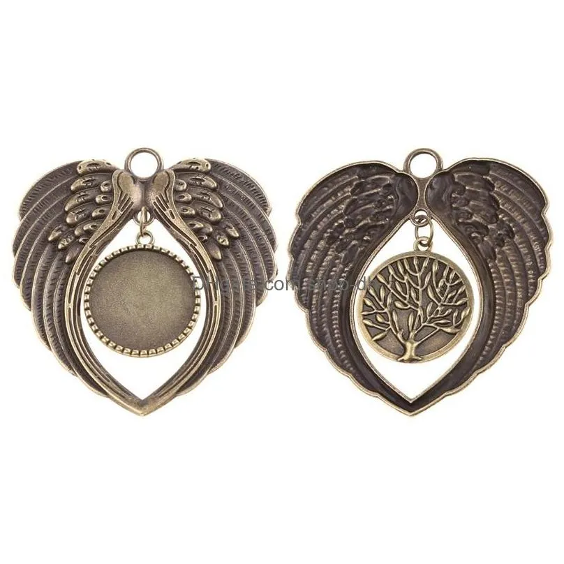 pendant necklaces angel wing diy po blank transfer printing mdf jewelry makingpendant