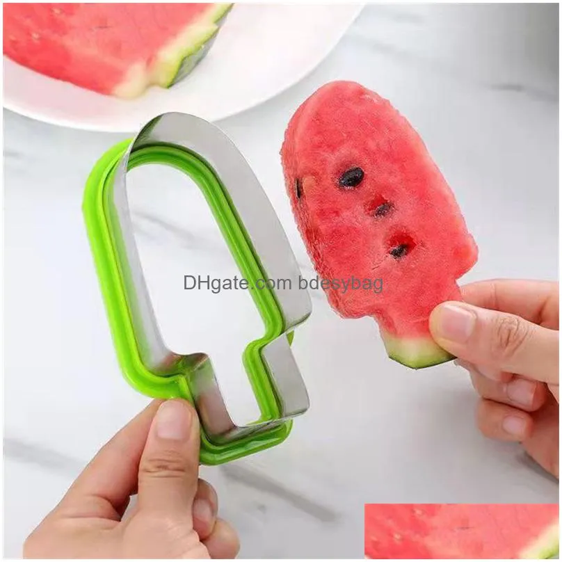 watermelon cutter stainless steel cute design fruit ice cream popsicle slicing gadget tools