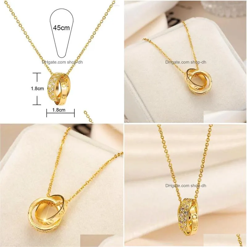 pendant necklaces ring stainless steel neck chain for women 2022 fashion female jewelry wholesale items