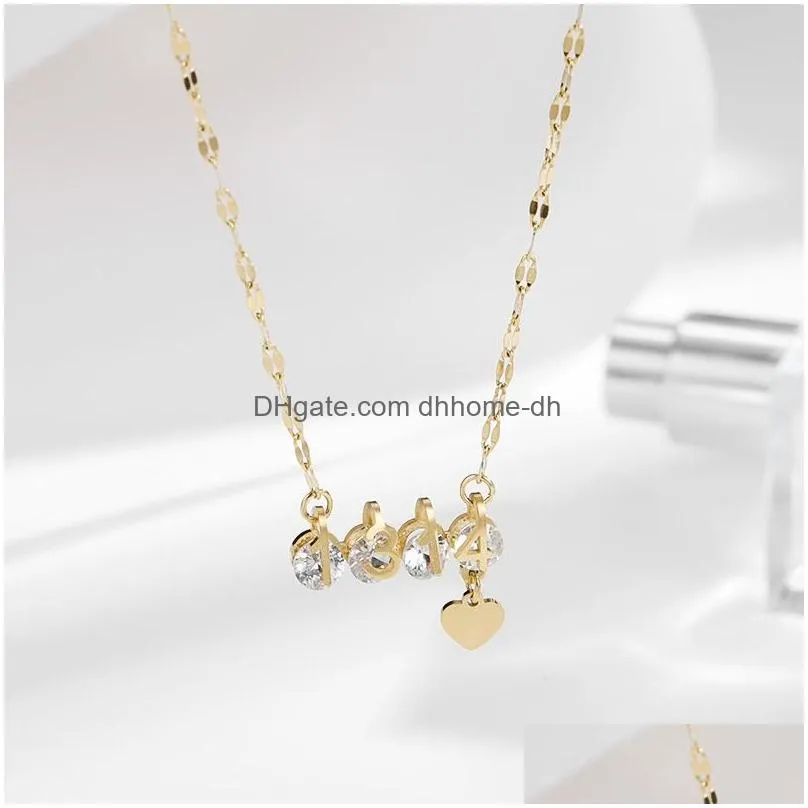 pendant necklaces stainless steel rose gold love zircon necklace womens fashion clavicle chain jewelry necklacependant elle22