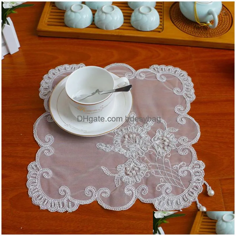 retro lace place mats french crochet doilies handmade embroidered table mats christmas wedding home kitchen decor