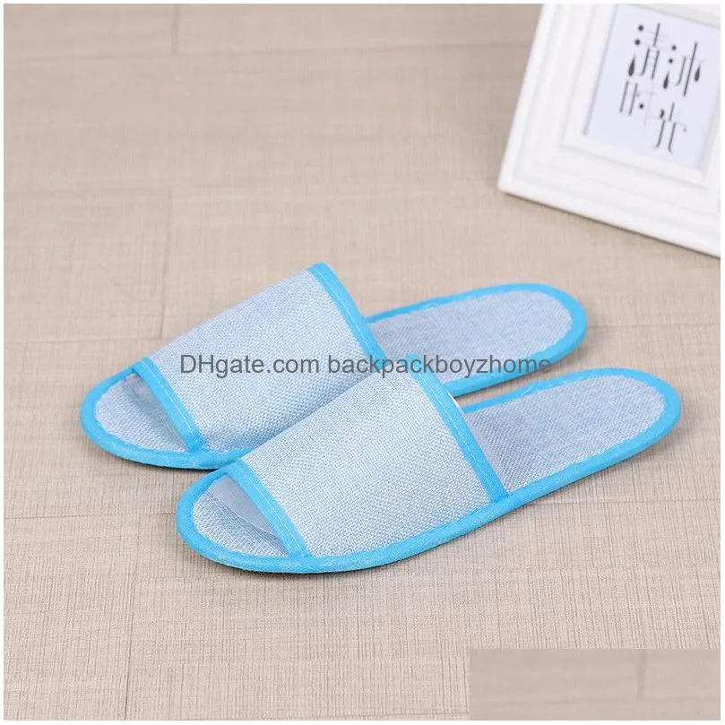 linen cotton slippers hotel spa home antislip guest disposable slippers comfortable breathable men women onetime slipper