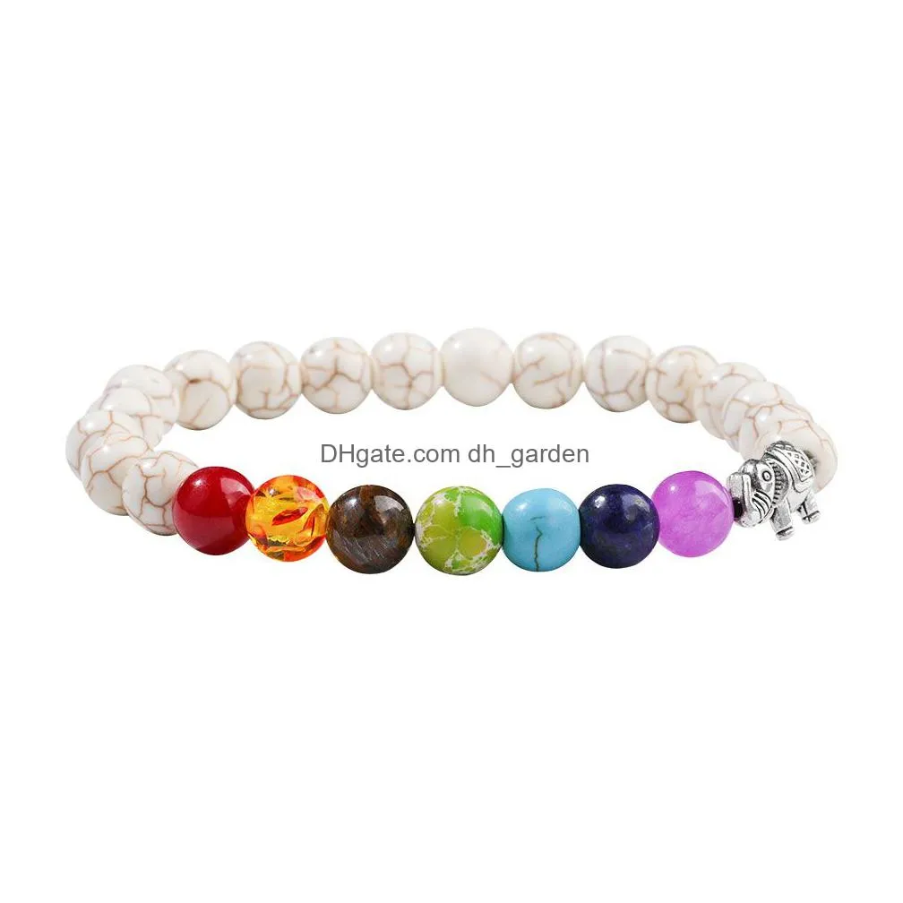 elephant charm bracelets 7 chakra natural stone bead bracelet essential oil diffuser yoga bracelet