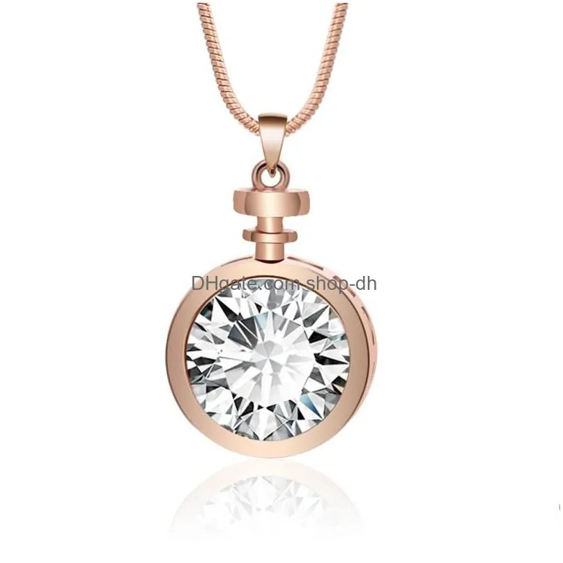 pendant necklaces big crystal necklace for women 2022 fashion jewelry accessories gold silver color perfume bottle long giftpendant