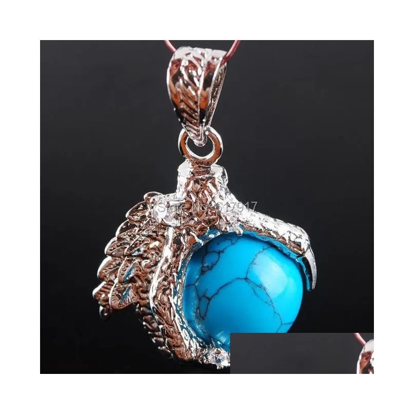 pendant necklaces mixed colors 12pcs silvers dragon claw crystal reiki chakra bead tc2031pendant