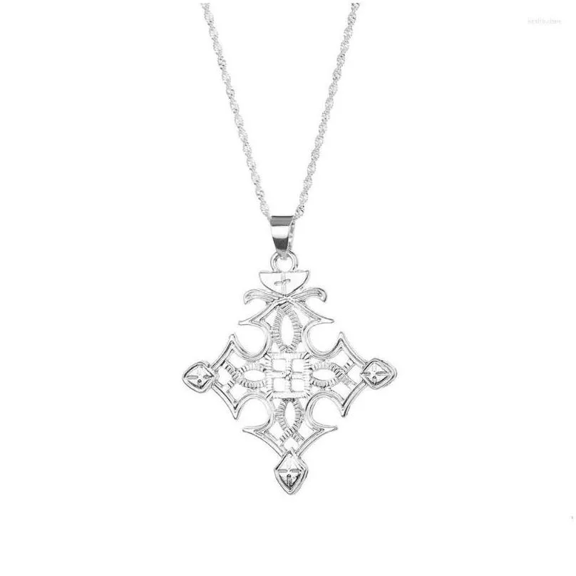 pendant necklaces ethiopian ethnic style silver color cross necklace eritrea habesha jewelry