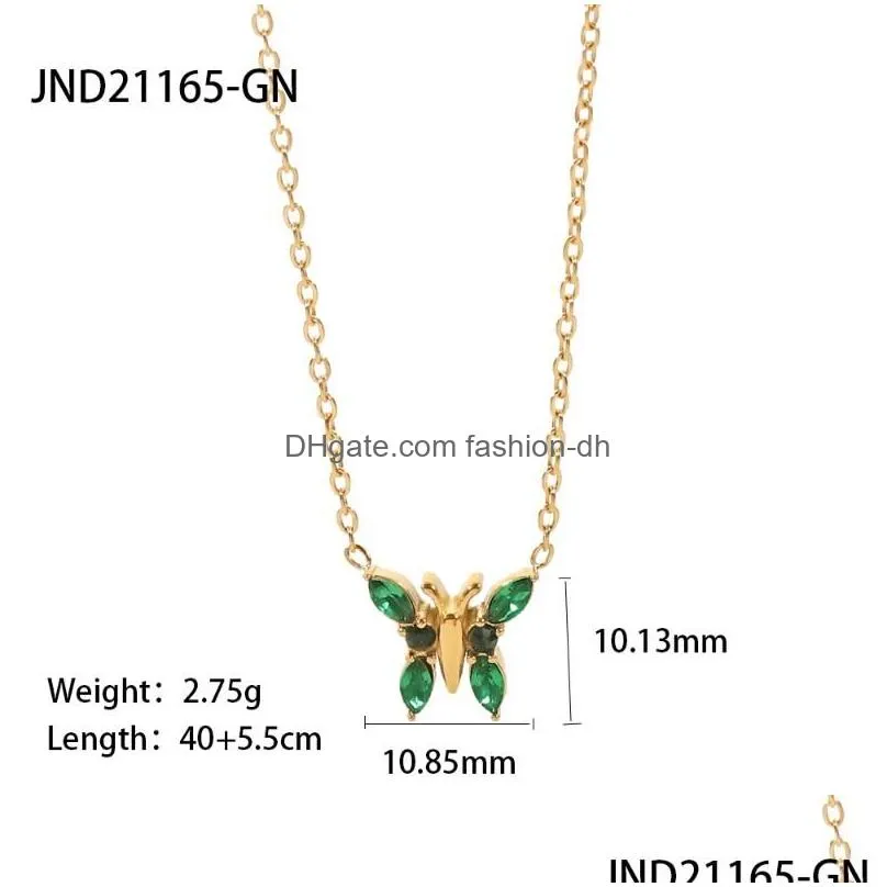 pendant necklaces butterfly inlaid green/white zircon necklace pendants and for women man jewelry male men mens woman couple