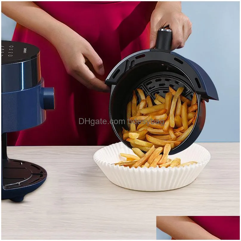 air fryer baking pan disposable paper liner oilproof barbecue plate steamer airfryer kitchen accessory