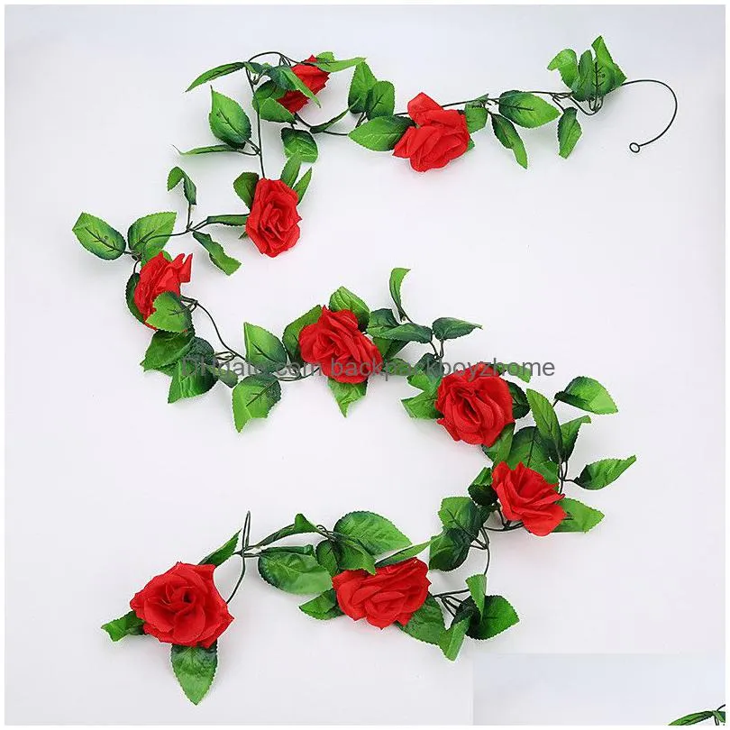 artificial flower vine hanging silk rose ivy wedding garland home decor rose ratten 240cm rose vine