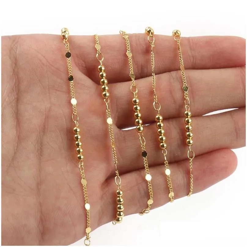 gold wire wrapped rosary chain rectangle round star stainless steel anklet chains for bracelets necklaces making diy jewelry