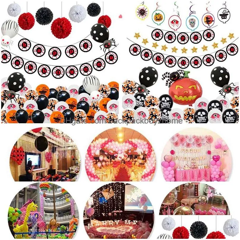 halloween pumpkin ghost balloons sets latex halloween balloon set diy spider foil balloons halloween party decoration props