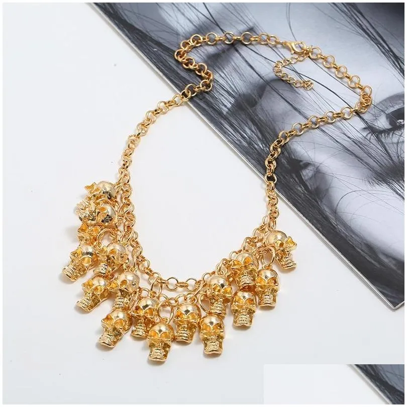 pendant necklaces vintage multiple skull pendants statement for women boho colar maxi accessories jewelry gift bijouxpendant