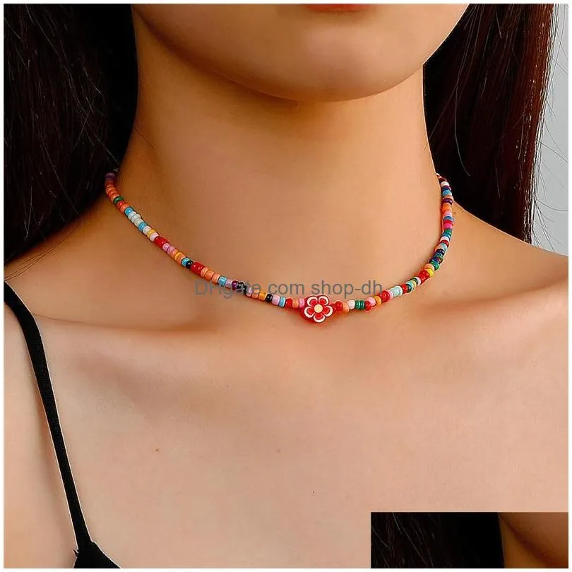 pendant necklaces bohemian vintage colorful beads flower lemon fashion jewelry for women accessoriespendant