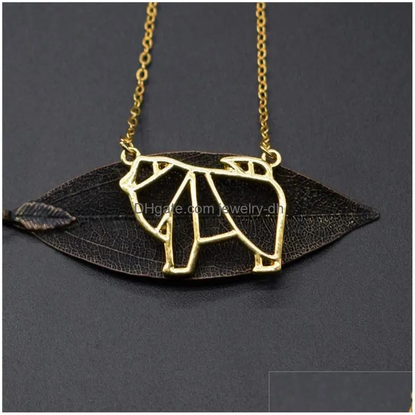 pendant necklaces colors origami chow necklace geometric jewellery women pet dog jewellerypendant