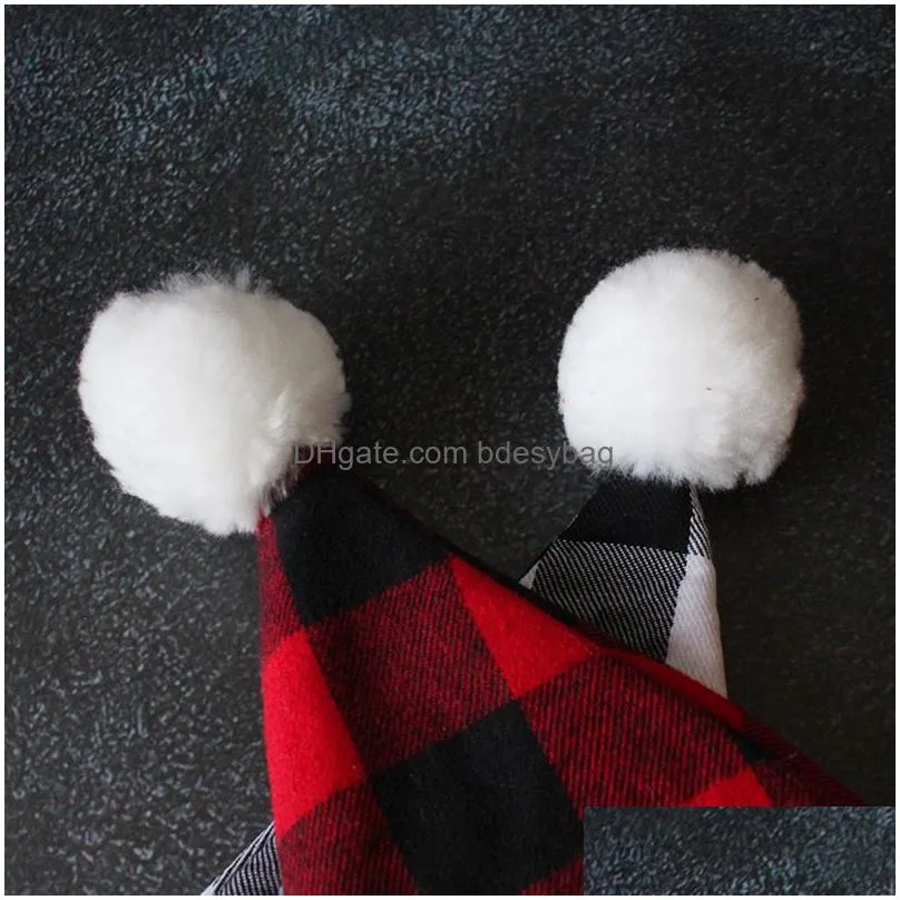 christmas plaid hats cloth fabric santa  red/ black plaid holiday hat for xmas new year