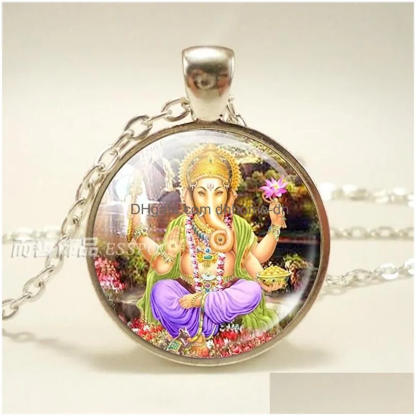 pendant necklaces lakshmi goddess glass dome fashion accessories necklace jewelry hinduism amulet charm cabochon for him or herpendant