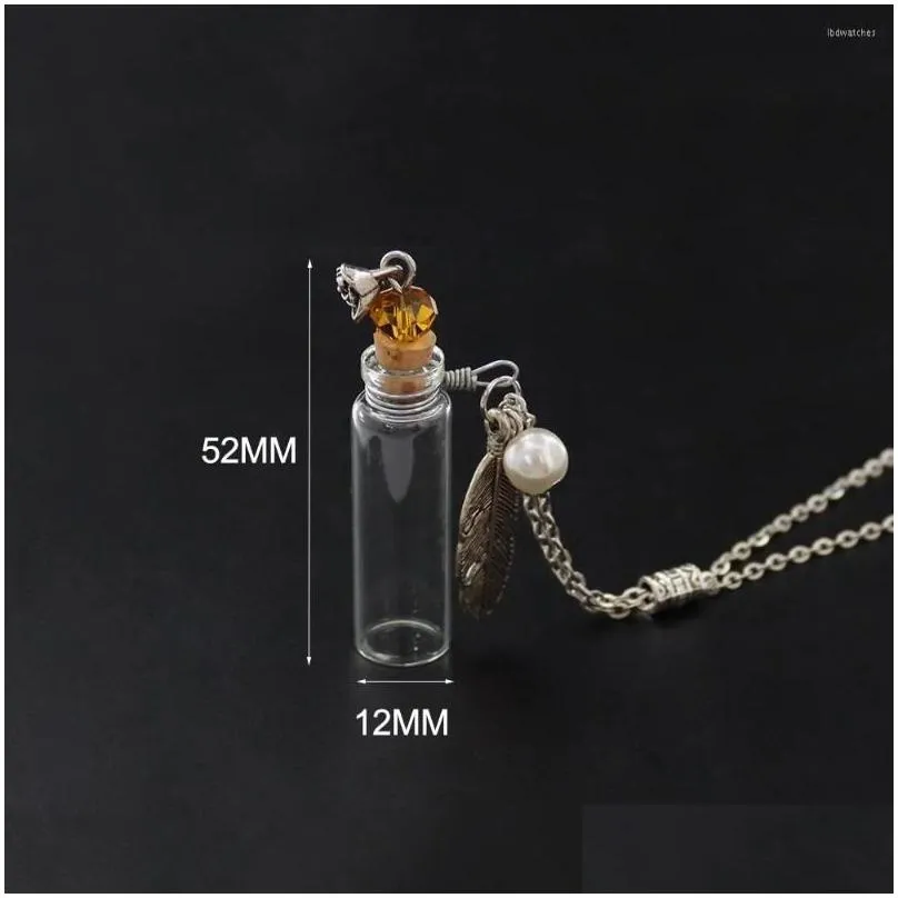 pendant necklaces 2pcs clear glass perfume bottle with leaf charm test wishing necklace friends gift