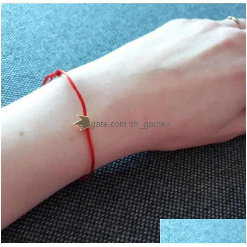 handmade heart crown charm bracelet lucky red string wax rope bracelets friendship jewelry