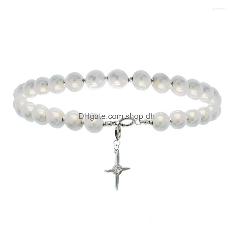 pendant necklaces 2023 natural freshwater pearl necklace cross high quality 0.55 inch round white gifts for women