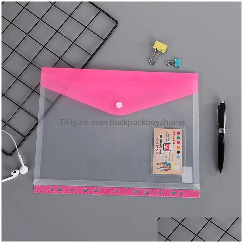 a4 pp 11 hole binder looseleaf notebook bag waterproof school business office file folder bag translucent document storage pouch