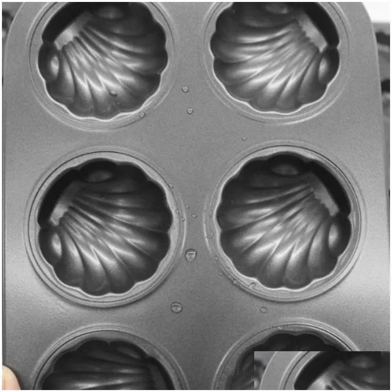 baking moulds 6 cup carbon steel baking mold sea shell shape chocolate cake mold  madeleine baking pan bakeware cake decorating tools