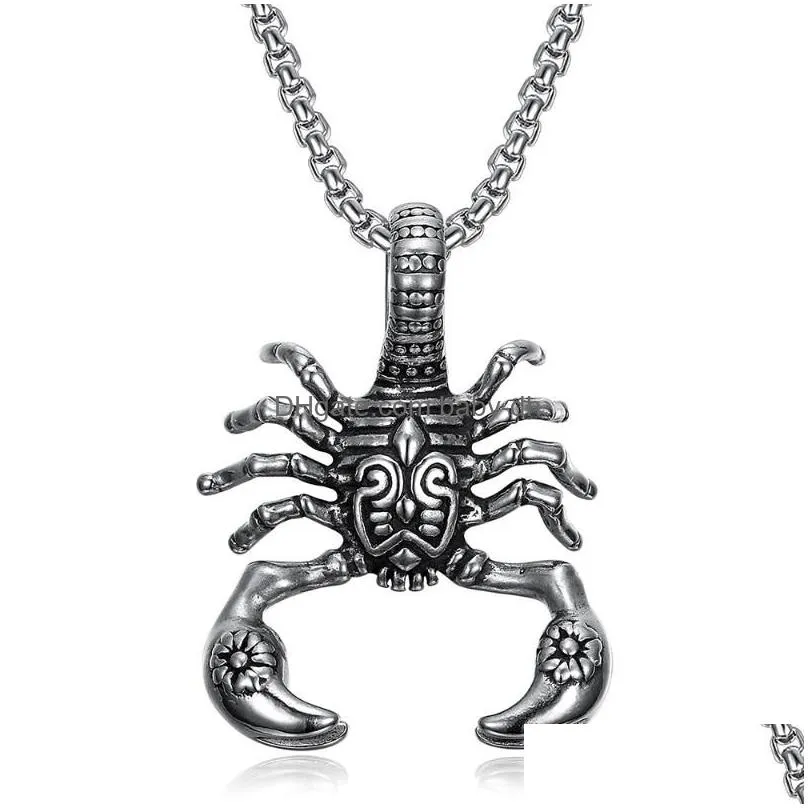 pendant necklaces retro poisonous scorpion necklace mens punk hip hop animal insect stainless steel biker jewelry gift