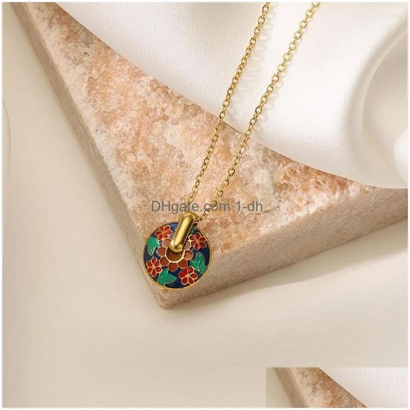 pendant necklaces mafisar 316l stainless steel bohemian style enamel drop oil necklace for women trendy personality design wedding