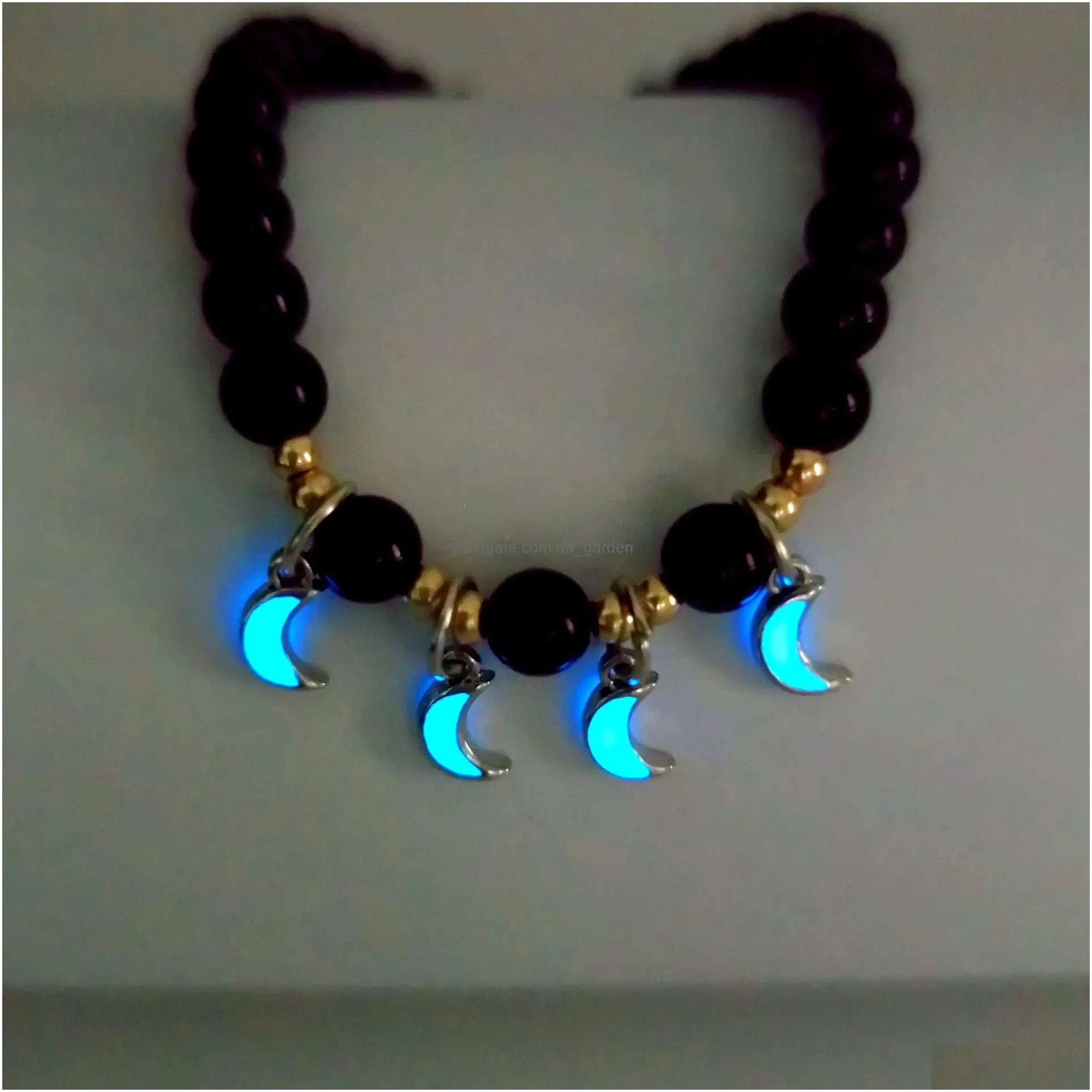 fashion moon star charm beaded bracelet strands glow in the dark luminous bracelet for women mens