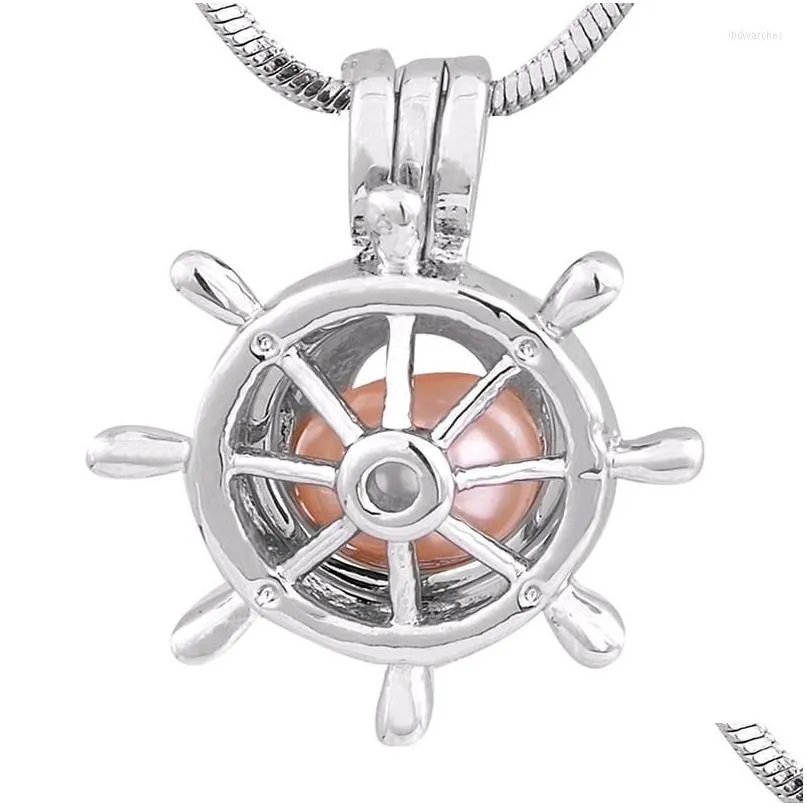 pendant necklaces wholesale silver plated ship wheel cage for women girls pack of 5pcs/lot jewelry pp151