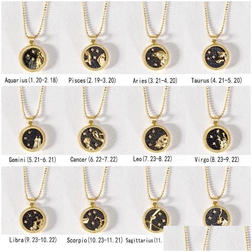 pendant necklaces charm 12 constellation choker elegant star zodiac sign pendants gold color chain for women gift dropship