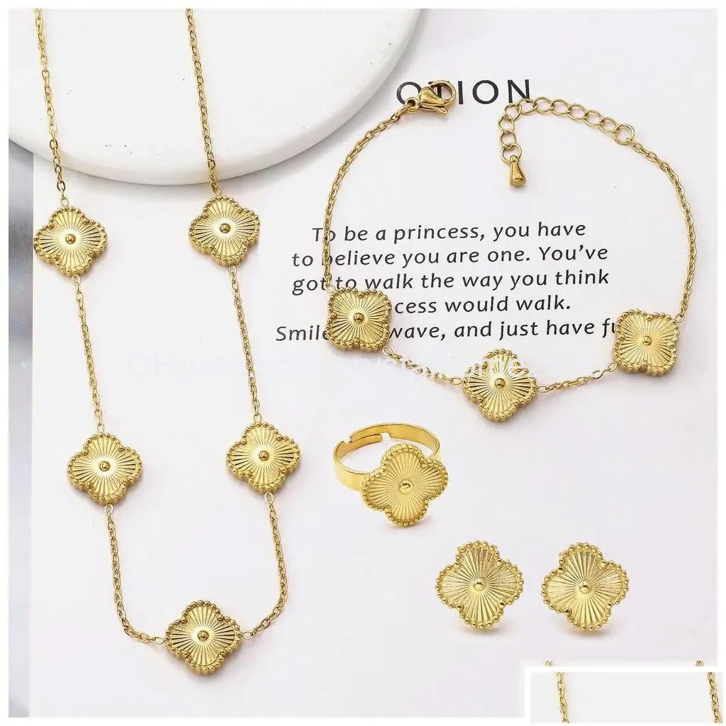 bracelet earrings necklace luxury clover earring bracelet rings jewelry set for women drop delivery sets otrts