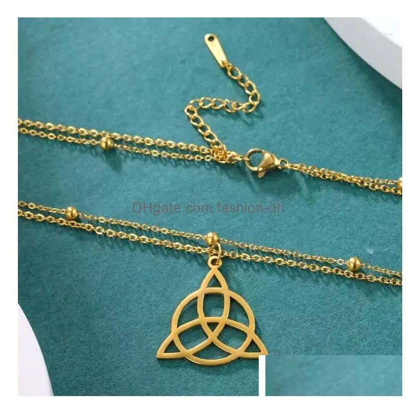 pendant necklaces stainless steel celtic knot necklace gold plated  irish jewelry good luck talisman amulet for women men