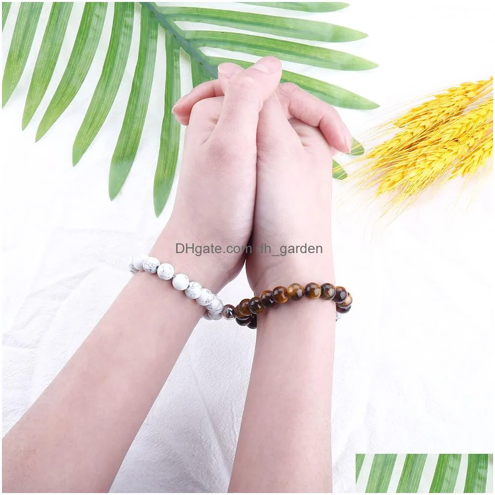 2pc/set new fashion natural stone beaded yoga bracelet strands couple magnet friendship bracelets distance lovers jewelry gift